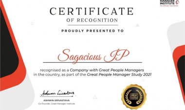 Sagacious IP Certified as a Great People Manager Company